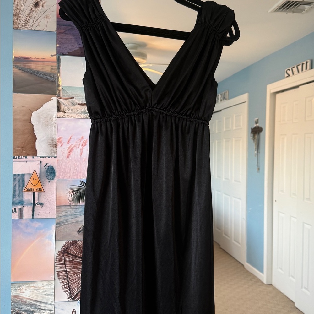 Black V-Neck Mini Dress